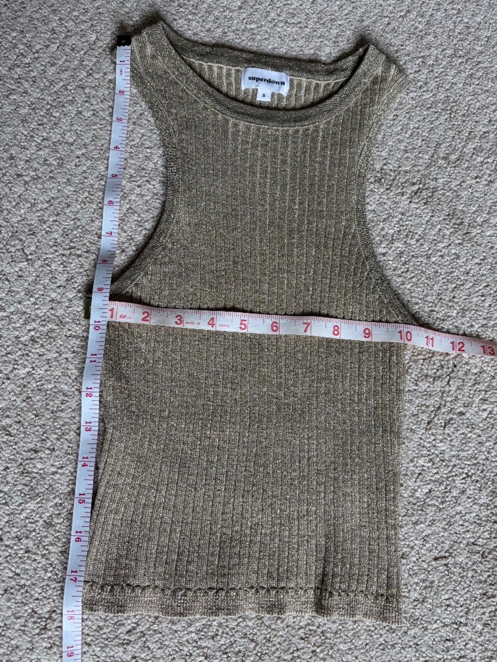 Superdown Sonya Rib Knit Sweater Tank Small Gold - Picture 8 of 13